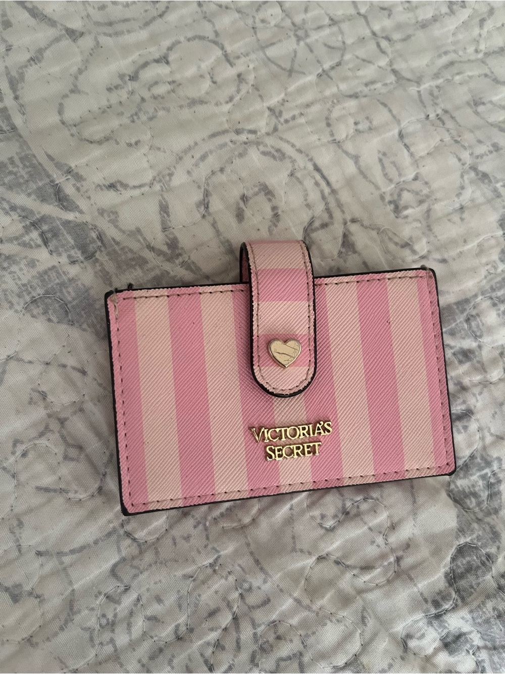 Victoria's Secret Pink Striped Snap Card Holder - Picture 2 of 5